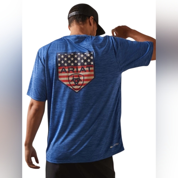 Ariat Proud Shield Charger Tee – Monaco Blue – Size Medium - Picture 3 of 7